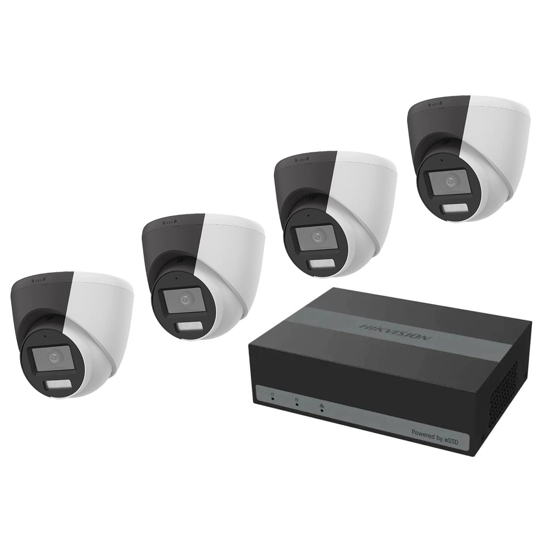 Hikvision OEM Series 3K TVI CCTV Kit with 4 Channel eDVR – 4 x T259W-HS Turret Cameras with Mic + PSU + BNC/DC Plugs