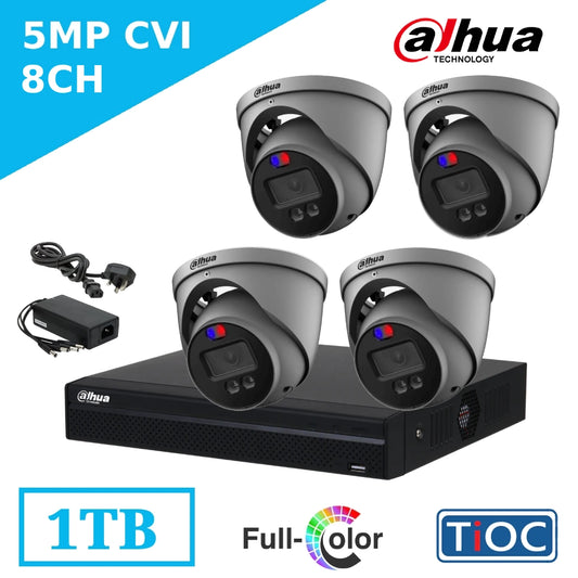 5MP CVI TiOC CCTV Kit with 8 Channel DVR- 4 x ME1509HP-A-PV TiOC Cameras with Mic + 8CH XVR + 1TB HDD + PSU