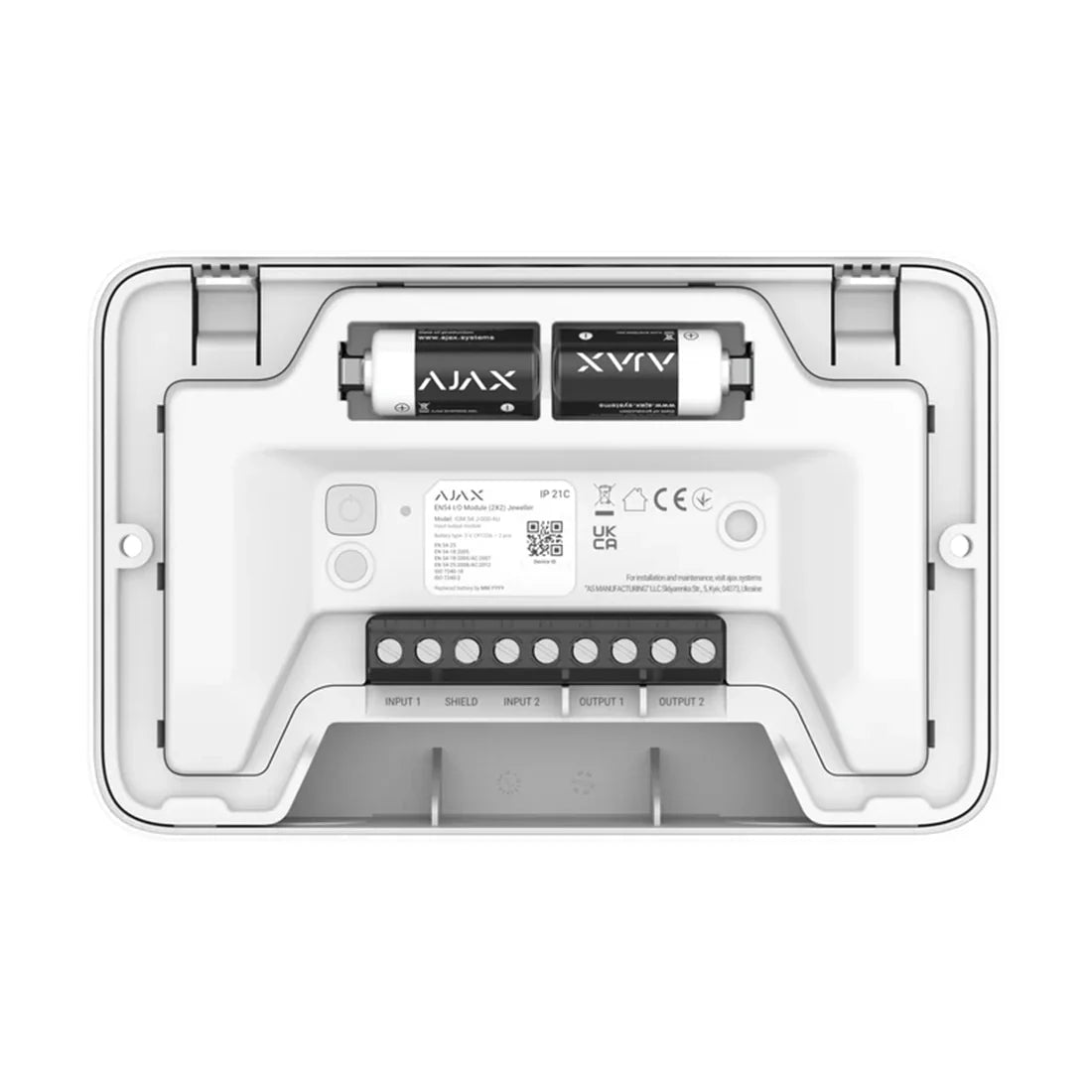 Ajax-124590 EN54 I/O Module (2x2) Jeweller – Wireless Input/Output Integration Module White