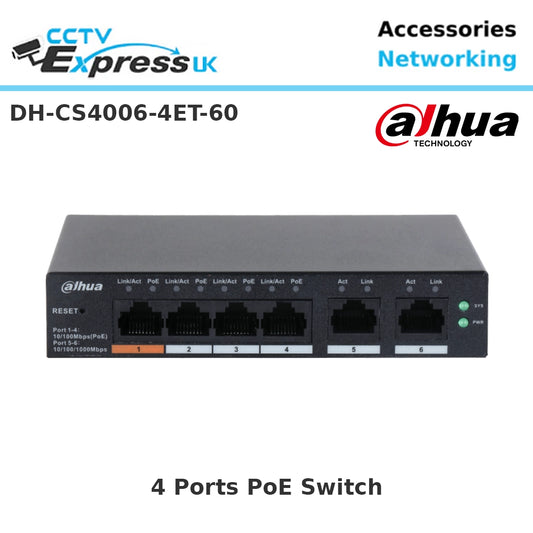 Dahua DH-CS4006-4ET-60 – 4 Port Cloud Managed PoE Switch 60W