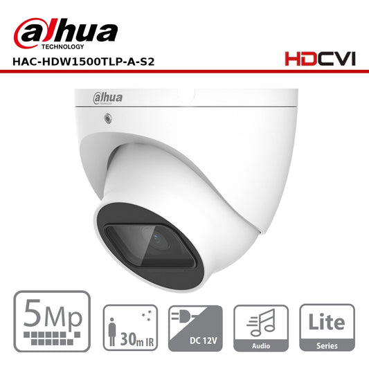 Dahua HAC-HDW1500TLP-A-S2 - 5MP HDCVI IR Eyeball Camera