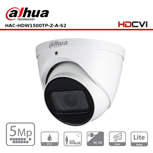 Dahua HAC-HDW1500TP-Z-A-S2 - 5MP HDCVI IR Vari-Focal Eyeball Camera