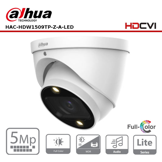 Dahua HAC-HDW1509TP-Z-A-LED - 5MP HDCVI Full-Colour Vari-Focal Eyeball Camera