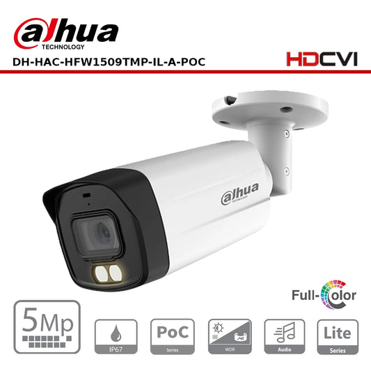 Dahua DH-HAC-HFW1509TMP-IL-A-POC - 5MP Dual Illuminator HDCVI PoC Bullet Camera