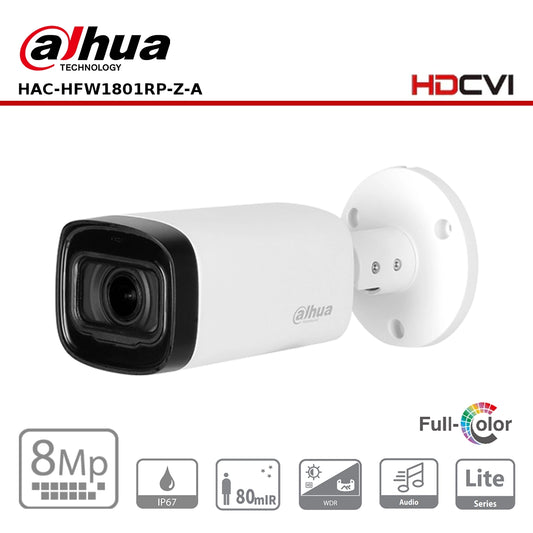 Dahua HAC-HFW1801RP-Z-A - 8MP HDCVI IR Vari-Focal Bullet Camera S2