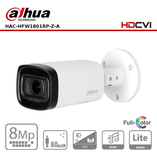 Dahua HAC-HFW1801RP-Z-A - 8MP HDCVI IR Vari-Focal Bullet Camera S2