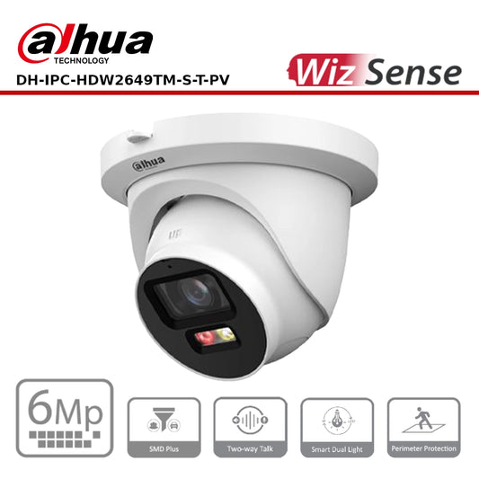 Dahua DH-IPC-HDW2649TM-S-T-PV 6MP Smart Dual Light Fixed-focal Eyeball WizSense Network Camera
