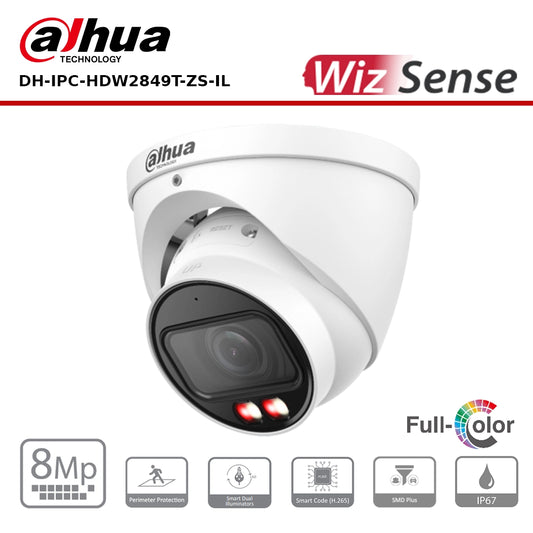 Dahua IPC-HDW2849TP-ZS-IL - 8MP Smart Dual Light Vari-Focal Eyeball WizSense Network Camera - 2.7-13.5mm Lens