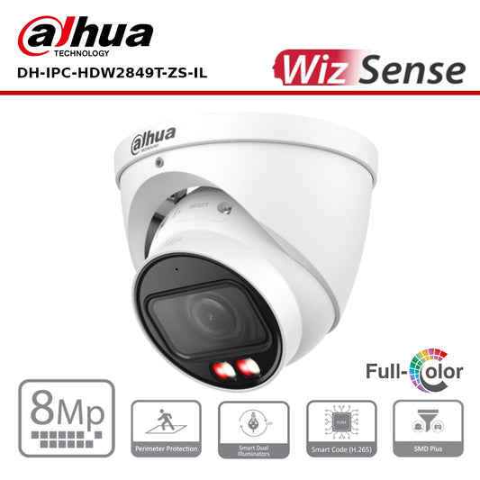 Dahua IPC-HDW2849TP-ZS-IL - 8MP Smart Dual Light Vari-Focal Eyeball WizSense Network Camera - 2.7-13.5mm Lens