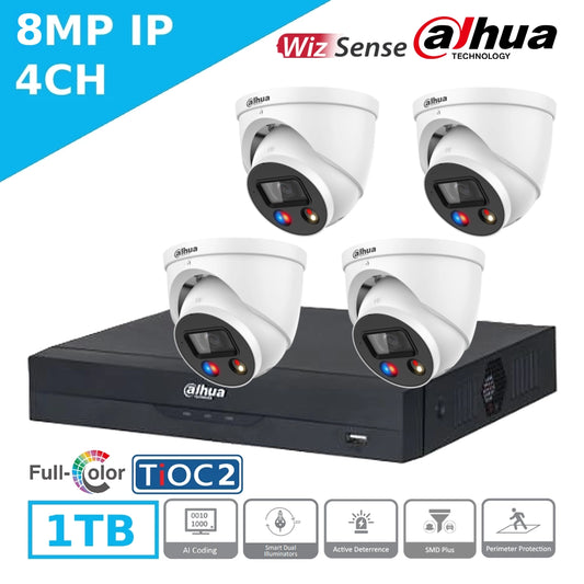 Dahua 8MP 4 Channel TiOC 2.0 Kit – 4 x DH-IPC-HDW3849H-AS-PV-S3/S4 Cameras + NVR4104HS-P-EI + 1TB HDD
