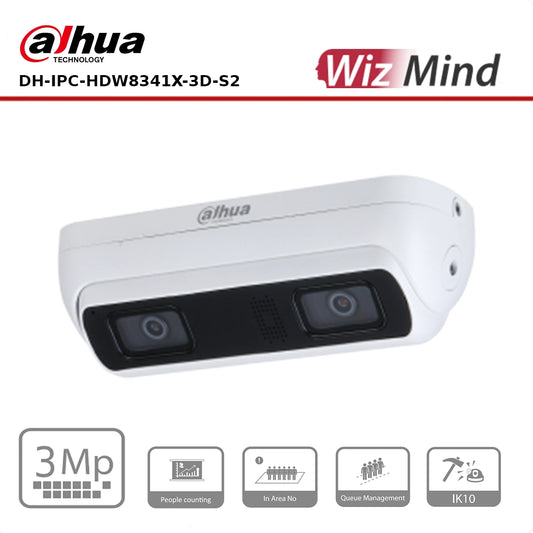 Dahua IPC-HDW8341-3D-S2 - 3MP WizMind AI Series IR Dual Lens People Counting Camera