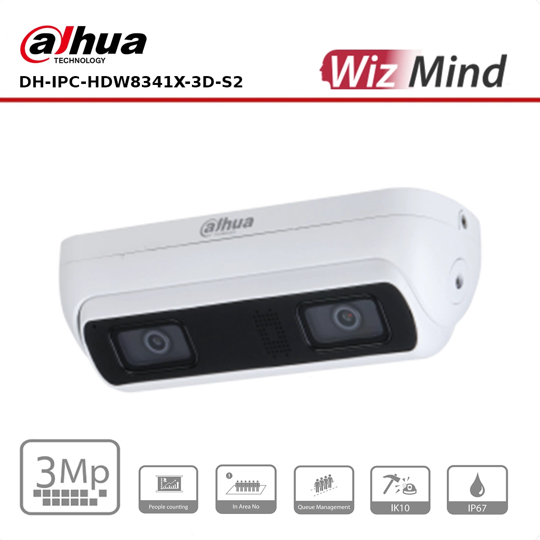 Dahua IPC-HDW8341XP-3D-S2 - 3MP WizMind AI Series IR Dual Lens People Counting Camera