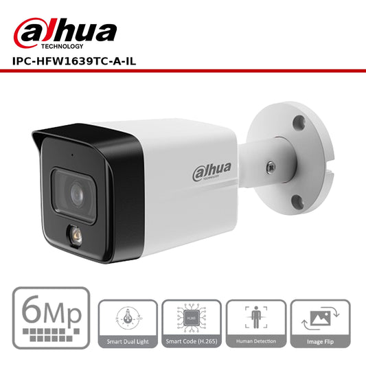 Dahua DH-IPC-HFW1639TC-A-IL 6MP Entry Smart Dual Light Fixed-focal Bullet Network Camera