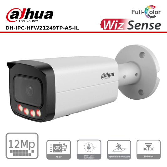 Dahua DH-IPC-HFW21249TP-AS-IL - 12MP Smart Dual Light Fixed-focal Bullet WizSense Network Camera