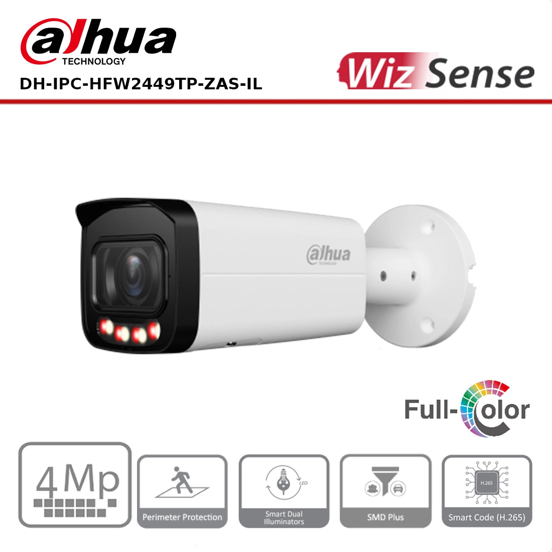Dahua DH-IPC-HFW2449TP-ZAS-IL - 4MP WizSense AI Series Dual Illuminator Vari-Focal Bullet Camera