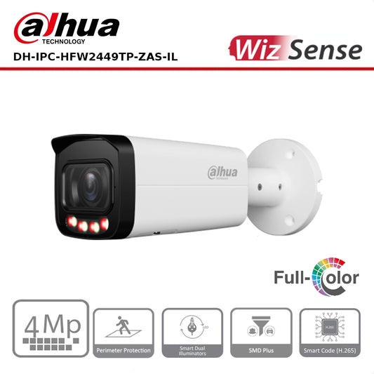 Dahua DH-IPC-HFW2449TP-ZAS-IL - 4MP WizSense AI Series Dual Illuminator Vari-Focal Bullet Camera