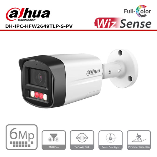 Dahua DH-IPC-HFW2649TLP-S-PV 6MP Bullet Camera with Smart Dual Light and Two-Way Audio