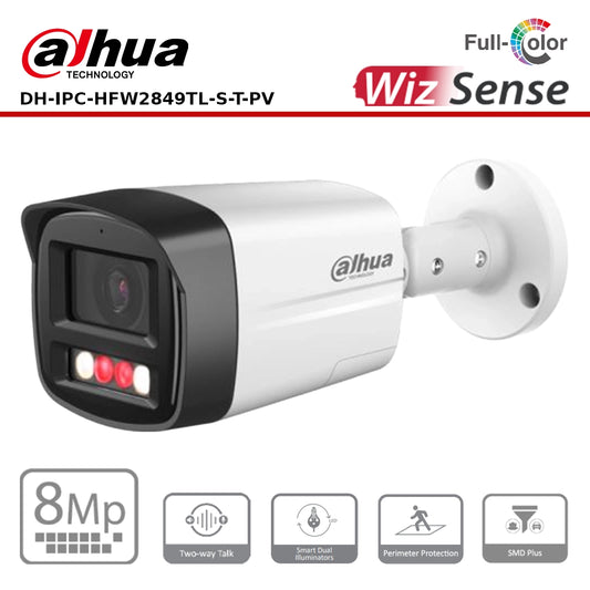 Dahua DH-IPC-HFW2849TL-S-T-PV 8MP Smart Dual Light Fixed-focal Bullet WizSense Network Camera