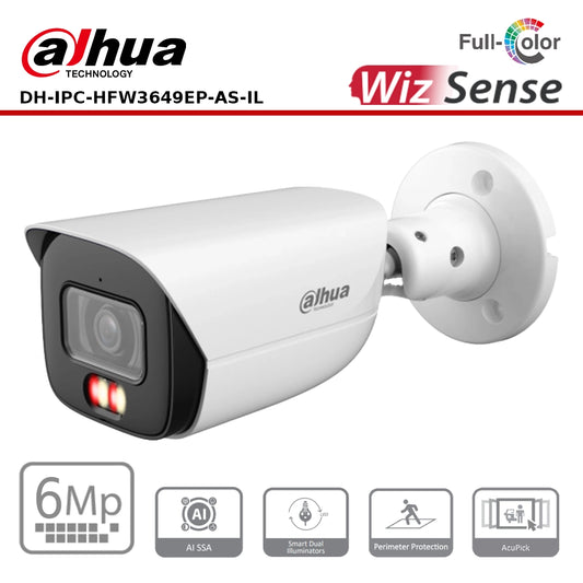 Dahua DH-IPC-HFW3649EP-AS-IL - 6MP Smart Dual Light Fixed-focal Bullet WizSense Network Camera