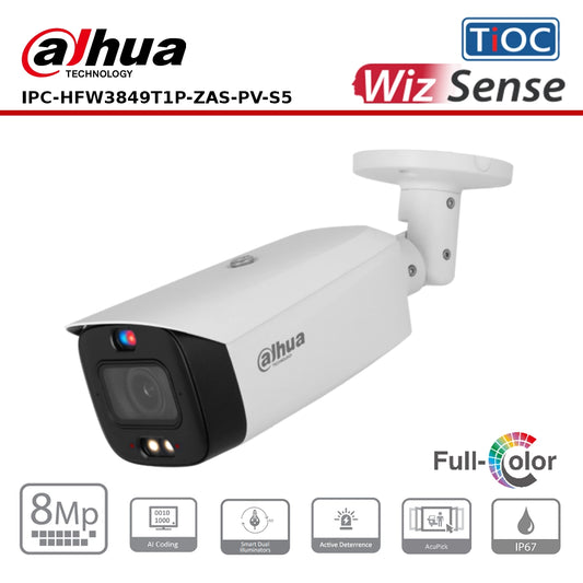 Dahua IPC-HFW3849T1P-ZAS-PV-S5 - 8MP TiOC 3.0 Series Vari-Focal Dual Illuminator Bullet Camera (S5)