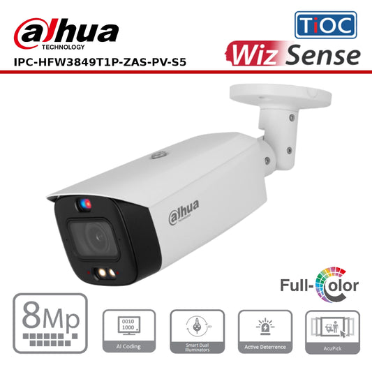 Dahua IPC-HFW3849T1P-ZAS-PV-S5 - 8MP TiOC 3.0 Series Vari-Focal Dual Illuminator Bullet Camera (S5)