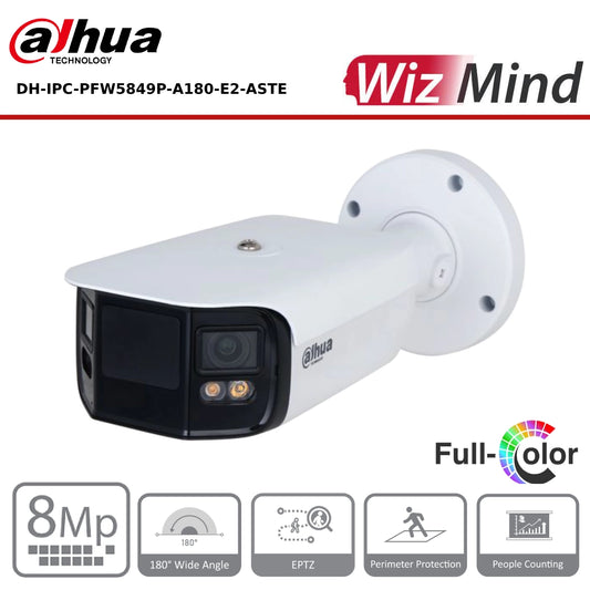 Dahua DH-IPC-PFW5849P-A180-E2-ASTE 2 × 4MP Full-Color Dual-Lens Splicing WizMind Network Camera 3.6MM - CCTV Express UK