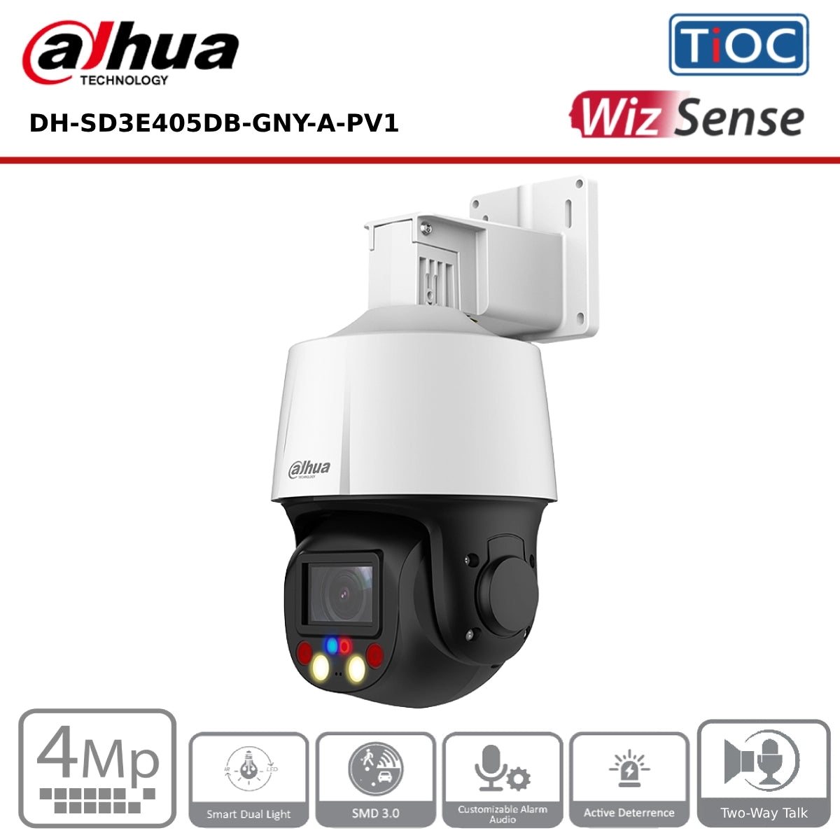 Dahua DH SD3E405DB GNY A PV1 4MP 5x Optical Zoom TiOC WizSense