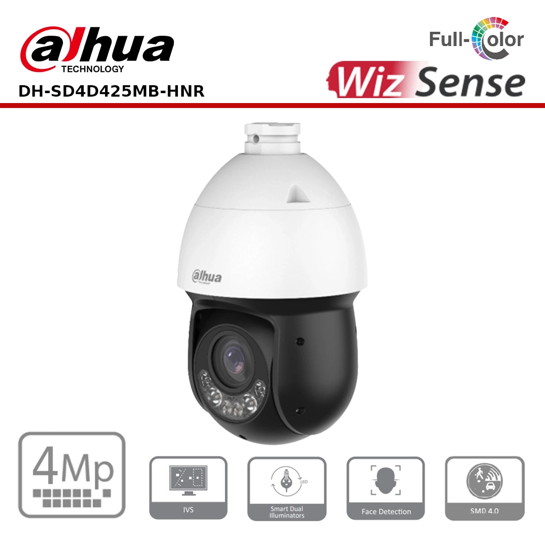 Dahua DH-SD4D425MB-HNR 4MP 25x Smart Dual Light WizSense Network PTZ Camera"NR"