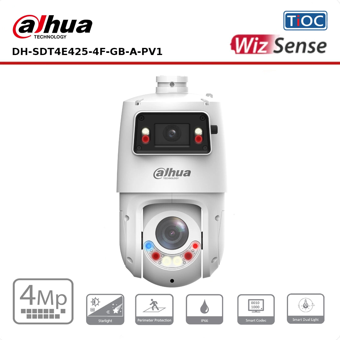 Dahua SDT4E425-4F-GB-A-PV1- 4MP 25x TiOC Smart Dual Light Network Panoramic PTZ Camera