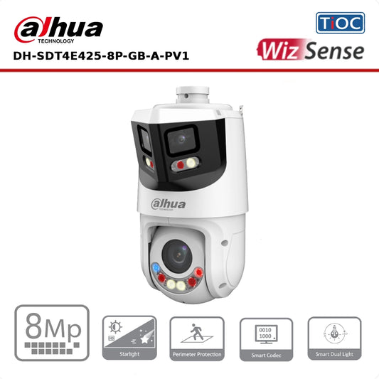 Dahua DH-SDT4E425-8P-GB-A-PV1 - 8MP & 4MP 25x TiOC Network Panoramic PTZ Camera "NR"