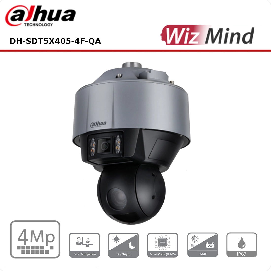Dahua DH-SDT5X405-4F-QA-0600 - 4MP Starlight+ IR WizMind Network Dual-PTZ Camera