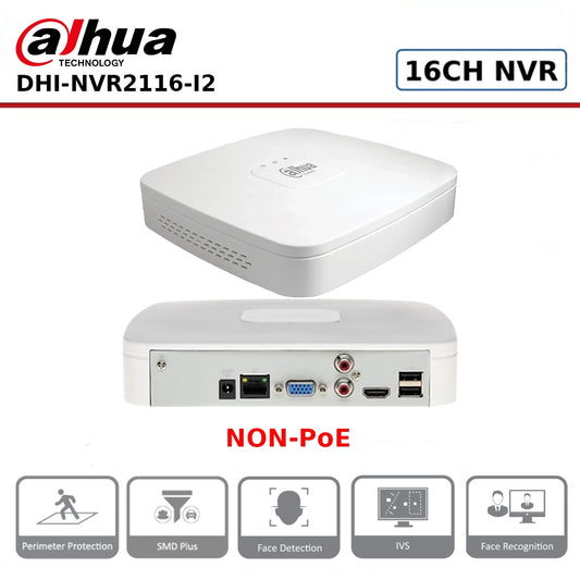 Dahua DHI-NVR2116-I2 - 16-Channel Non-PoE Smart 1U WizSense Network Video Recorder