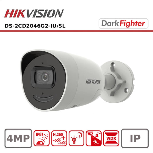 Hikvision DS-2CD2046G2-IU/SL 4 MP AcuSense Strobe Light and Audible Warning Fixed Bullet Network Camera