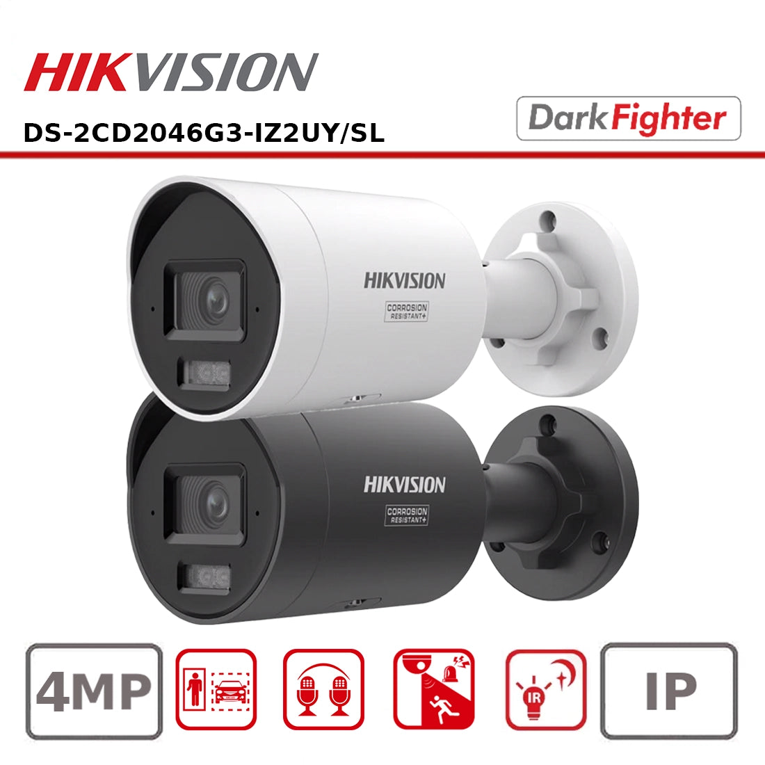 Hikvision DS-2CD2046G3-IZ2UY/SL 4MP AcuSense Live-Guard Mini Bullet Camera Motorized Zoom, Strobe/Audio Alarm