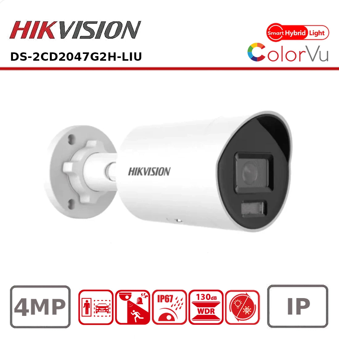 4MP Hikvision DS-2CD2047G2H-LIU Smart Hybrid ColorVu and IR AcuSense Mini Bullet Camera