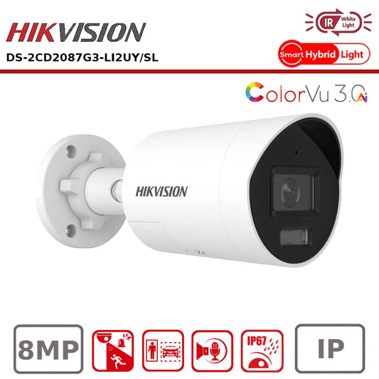 Hikvision DS-2CD2087G3-LI2UY/SL(2.8mm) 8MP Smart Hybrid Light ColorVu 3.0 Fixed Mini Bullet IP Camera