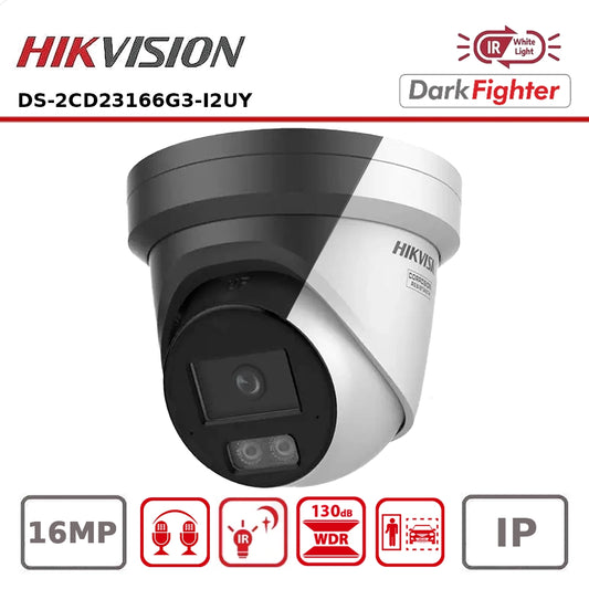 Hikvision DS-2CD23166G3-I2UY 16MP AcuSense Powered by DarkFighter Fixed Turret Network Camera & Built-in Audio