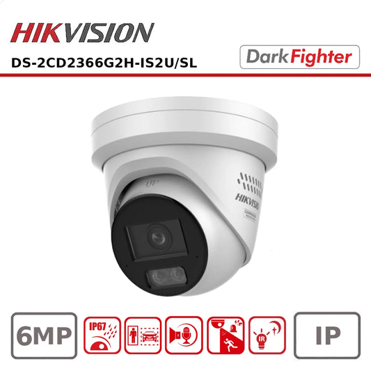 Hikvision DS-2CD2366G2H-IS2U-SL 6MP AcuSense Strobe Light and Audible Warning Fixed Turret Network Camera