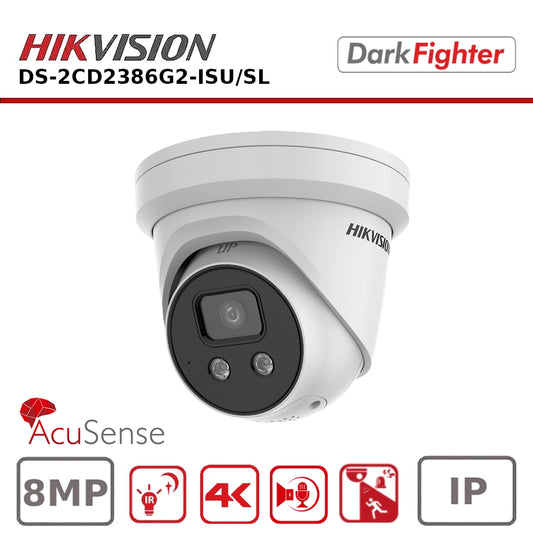 Hikvision DS-2CD2386G2-ISU/SL 4K 8MP DarkFighter IP CCTV Camera PoE with Two Way Talk
