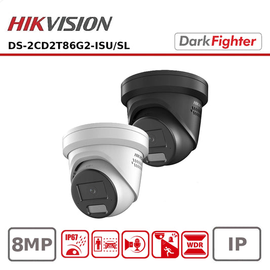 Hikvision DS-2CD2386G2H-IS2U/SL 8MP AcuSense Strobe Light and Audible Warning Fixed Turret Network Camera