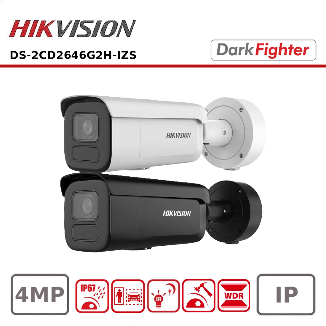 Hikvision DS-2CD2646G2H-IZS 4 MP Powered by Darkfighter Motorized Varifocal Bullet Network Camera
