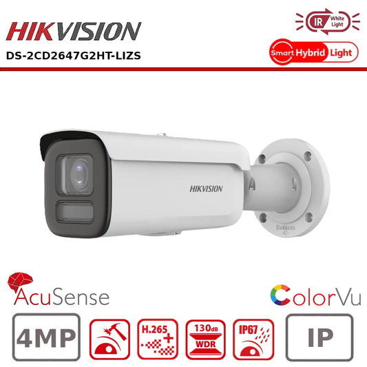 Hikvision DS-2CD2647G2HT-LIZS 4MP Hybrid ColorVu and IR Acusense Bullet Camera 2.8 - 12mm