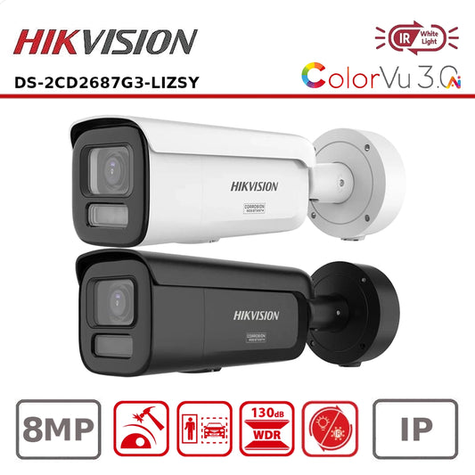 Hikvision DS-2CD2687G3-LIZSY 8MP Smart Hybrid Light with ColorVu Bullet Camera, Varifocal Lens