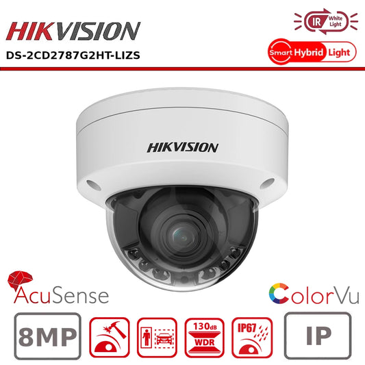 Hikvision DS-2CD2787G2HT-LIZS 8MP Hybrid ColorVu and IR Acusense Dome Camera 2.8 - 12mmv
