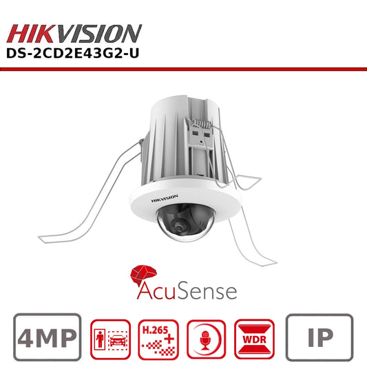 Hikvision DS-2CD2E43G2-U 4MP IP Acusense Flush In-ceiling Dome with Microphone