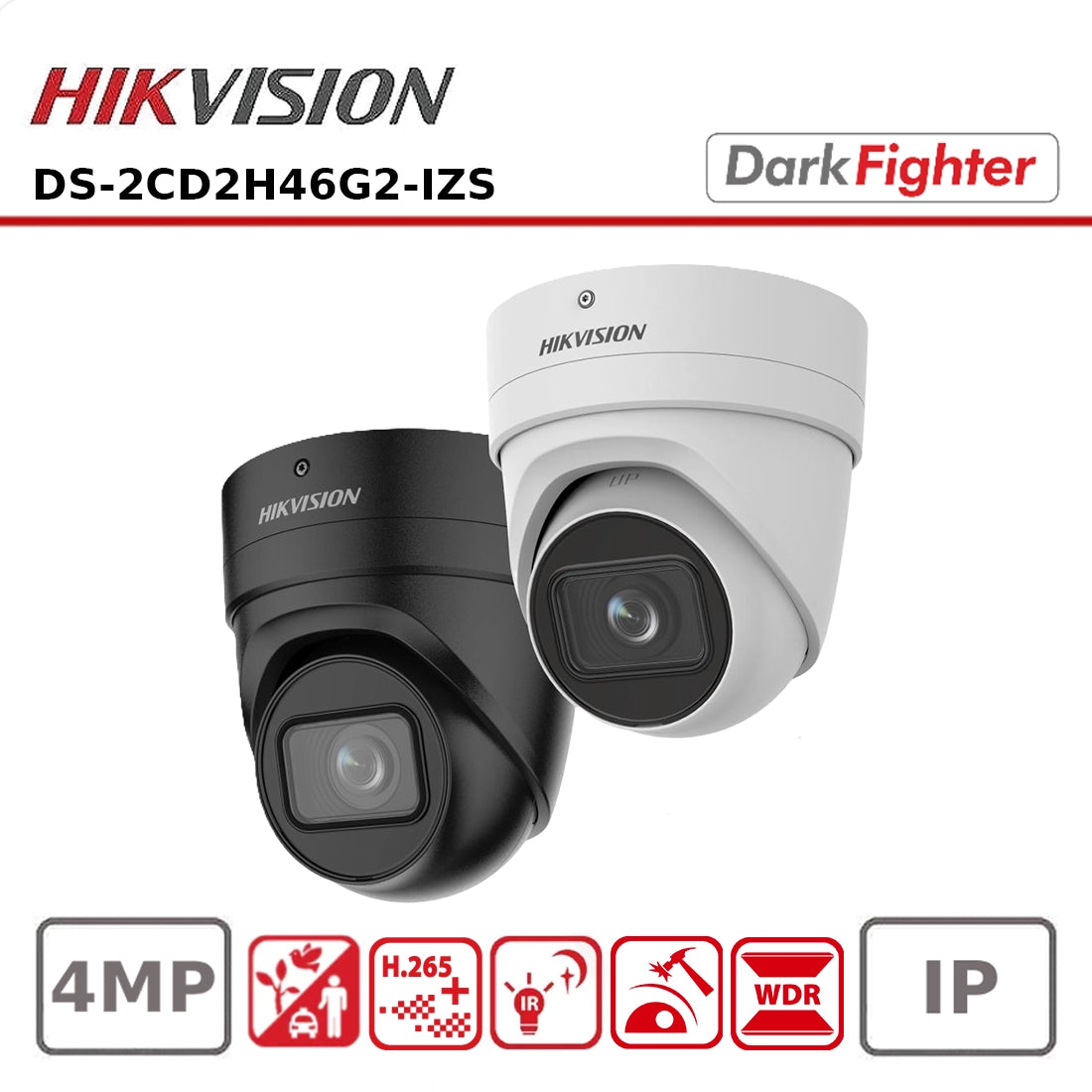 Hikvision DS-2CD2H46G2-IZS 4MP Acusense Motorized Varifocal Turret Network IP Camera