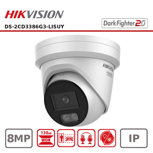 Hikvision DS-2CD3386G3-LISUY 8 MP Dual Illumination Fixed Turret Network Camera