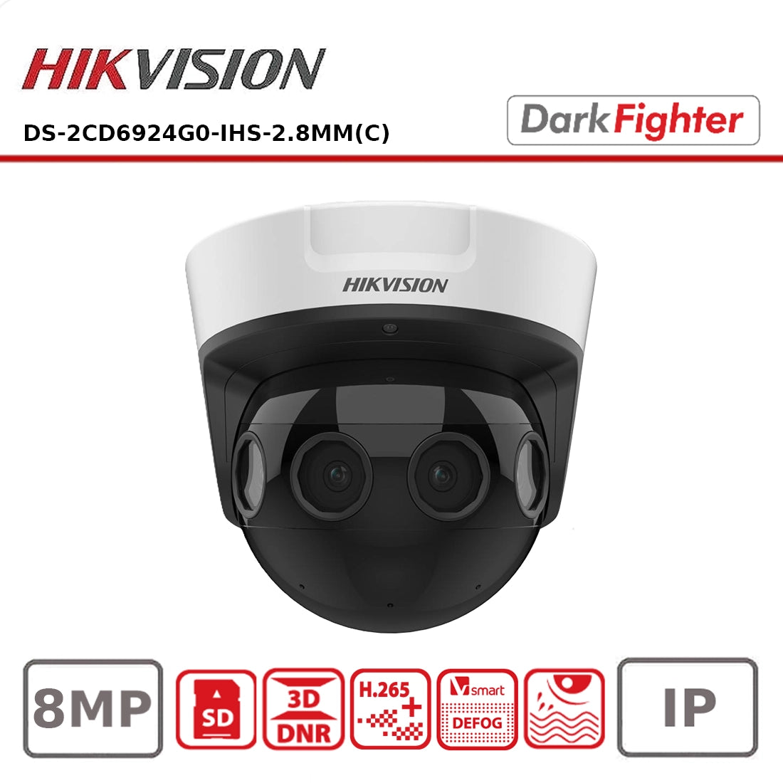 Hikvision DS-2CD6924G0-IHS-2.8MM(C) | 8MP 180° PanoVu Panoramic Camera with DarkFighter & Deep Learning