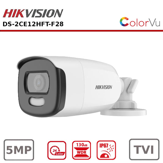 Hikvision DS-2CE12HFT-F28 (2.8MM) 5MP ColorVu Fixed Bullet Camera