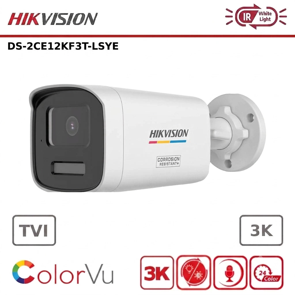 Hikvision DS-2CE12KF3T-LSYE 5MP 3K Smart Hybrid Light ColorVu Fixed Bullet Camera